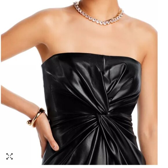 NWT Vegan Leather Strapless Cocktail Dress SOLD OUT sz 2 - Picture 3 of 10